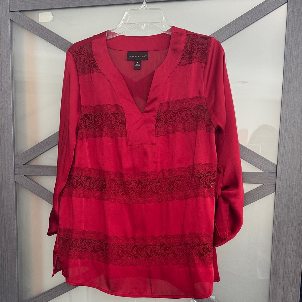 Dana Buchman Red Lace Women's Blouse